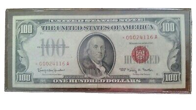 $100 Dollar Red Seal United States STAR Note 1966 Low Serial Number *00024116A | eBay