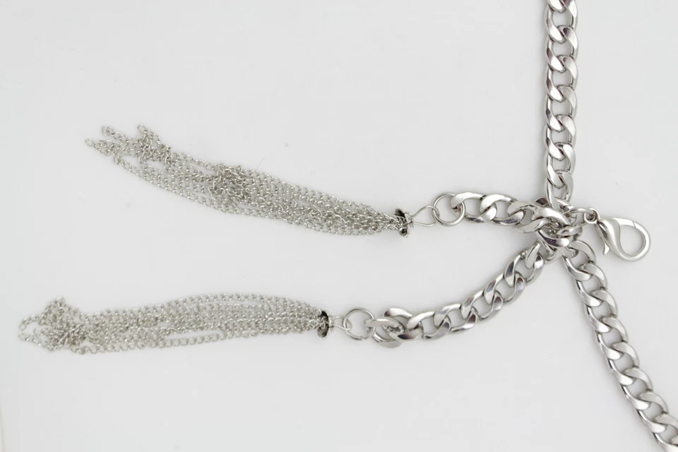 Mujeres Plata Metal Cadena Envolvente Cinturón Cadera Cintura Alta Flecos Hebilla M L XL Foto 2 de 4