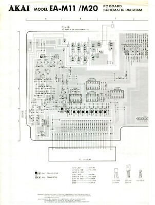 Vintage Akai Model EA-M11/M20 Cassette Deck Schematic Diagram & PC Board