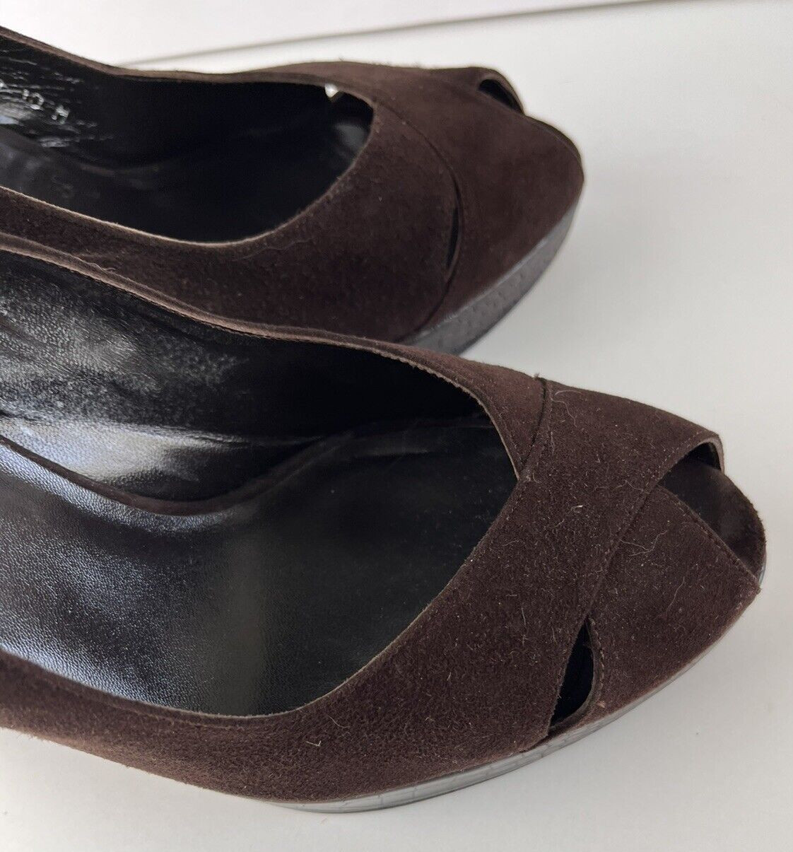 Stuart Weitzmann Brown Suede Platform Women's Pee… - image 8