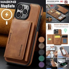 Removable Magnetic Leather Wallet Case with Card Slots for iPhone 17 Pro Max S25