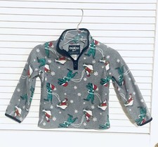 Oshkosh B'gosh Boys Christmas Dinosaur Fleece Pullover 1/4 Zip 4T Unisex