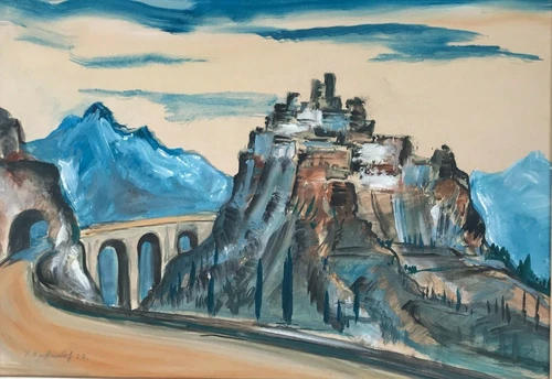 Antik expressives Gemälde Eze Côte d’Azur bei Monaco Nizza Franz Heckendorf 1952 - Bild 12 von 12