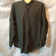 Chaps Ralph Lauren Shirt Large Cotton Dress Office Career Work Green Geometric