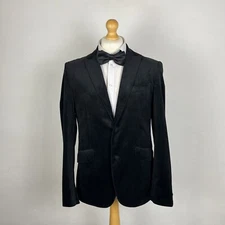 Holland Esquire Velvet Blazer Jacket Men's Large Black Dinner Tuxedo Patterned
