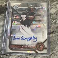 Luis Gonzalez 2022 1st Bowman Chrome Atomic Refractor Prospect Auto /100 Orioles