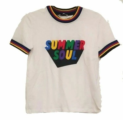 Zara Trafaluc White Graphic T Shirt 