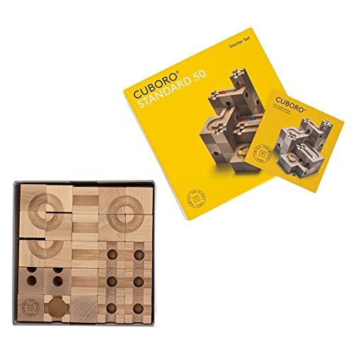 Cuboro Standard 50 Wooden Marble Run Block Set 50 Cubes Large