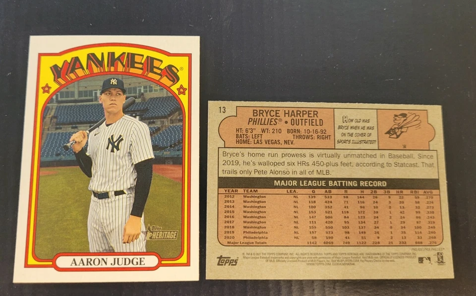 2021 Topps Heritage Baseball Wrong Back ~ You Pick (From Dropdown List) - Image 2 of 4