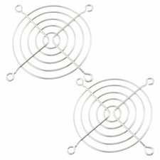 2 x Fan Grill Protector Metal PC Finger Guard 80mm Silver Tone