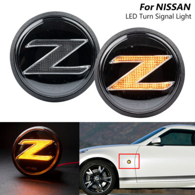 2x Front Fender LED Turn Signal Lights For Nissan 370Z Z34 09-20