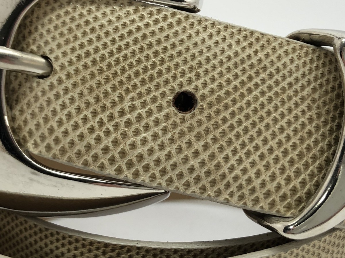 EMMANUEL Genuine Reptile Leather Ladies Belt w/ Silver-Tone 
