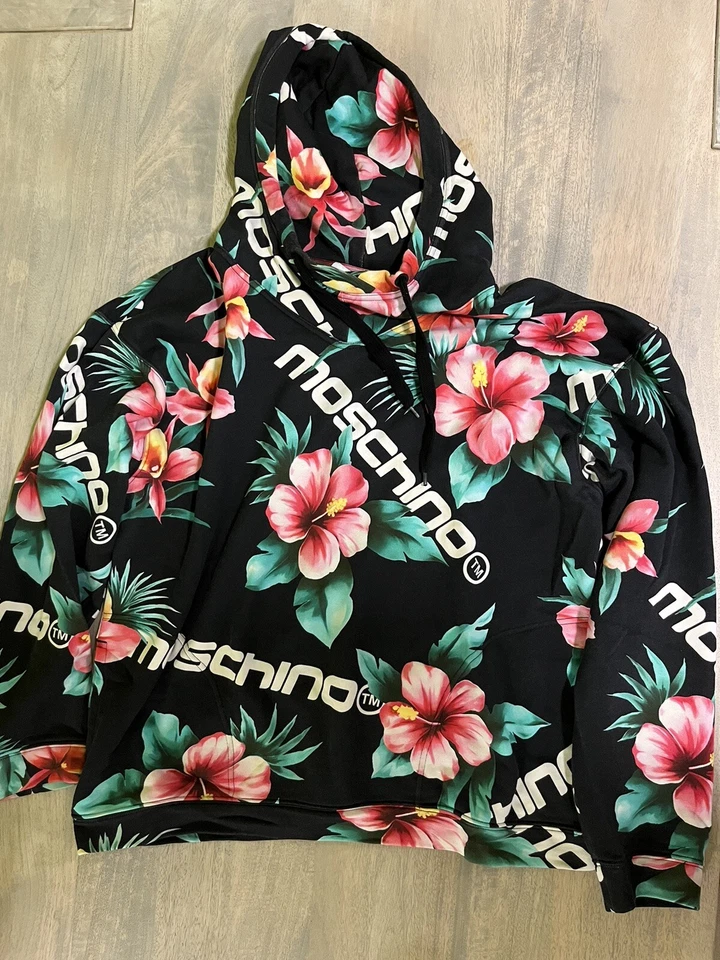 Толстовка с капюшоном Moschino Jeremy Scott Era гавайский логотип черная размер 44 XL - Изображение 3 из 4