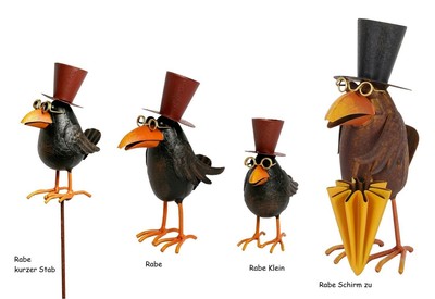 Metall Figur Rabe mit Schirm H: 20-26cm oder Rabe auf Stab H: 106 cm | eBay