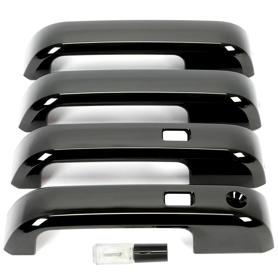 For 2017-2022 Ford F250 F350 Super Duty GLOSS BLACK Door Handle Cover W/Smartkey Foto 4 de 4
