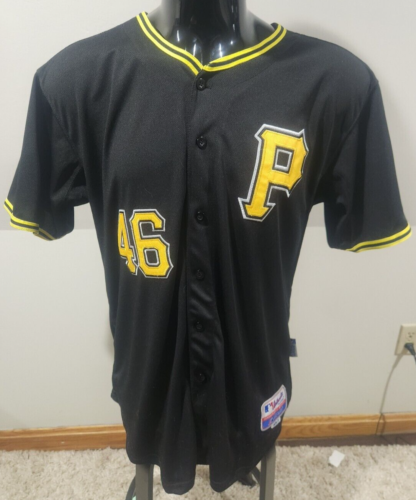 Garret Jones #46 Pittsburgh Pirates Mens Sz 52 Black Stitched Jersey (2009-2013) - Afbeelding 1 van 14