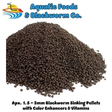 SINKING California Blackworm Pellets w/Color Enhancers, Vitamins. Apx 1.5- 2 mm