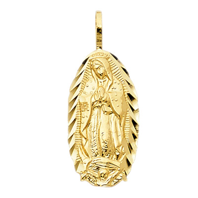 14K Gelbgold religiöser Guadalupe Anhänger für Halskette oder Kette