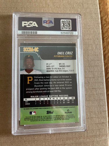 2022 Stadium Club Chrome Auto Oneil Cruz Rookie PSA 10 💎 Gem Mint 💎 - Picture 2 of 2