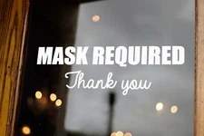 Mask Required Thank You Vinyl Decal - Store Office Business Window Sticker