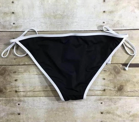 全新带标签 J. CREW ITALIAN MATTE TIPPED STRING HIPSTER a0492 黑白泳裤 — 第 2/2 张图片