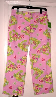 Capri Lilly Pulitzer PK Sands Muscle Beach – Taille 2, Couleur Rose, Coupe Cropped Et Stylée