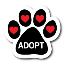 Adopt Pawprint Car Magnet By Magnet Me Up 5" Paw Print Auto Truck Decal Magnet