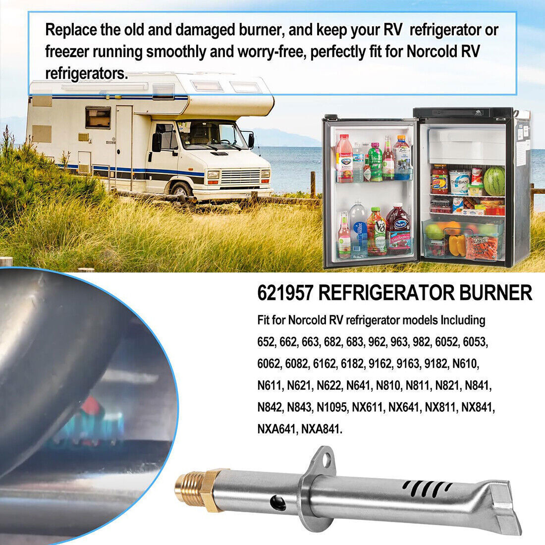 621957 Refrigerator Burner Orifice Assembly Parts For Norcold N6 N8 Series RV 