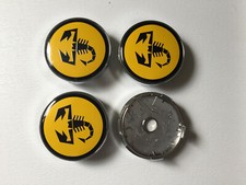 4x Fiat Abarth Scorpion Alloy Wheel Hub Centre Cap Yellow / Black 60mm