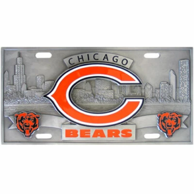 SISKIYOU Chicago Bears Solid Metal 3-D Collector's License Plate NFL Football