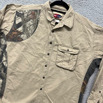 #ad Wrangler Pro Gear Shirt Mens XXL Tan Camo Shooting Hunting Outdoors Gorp $14.99
