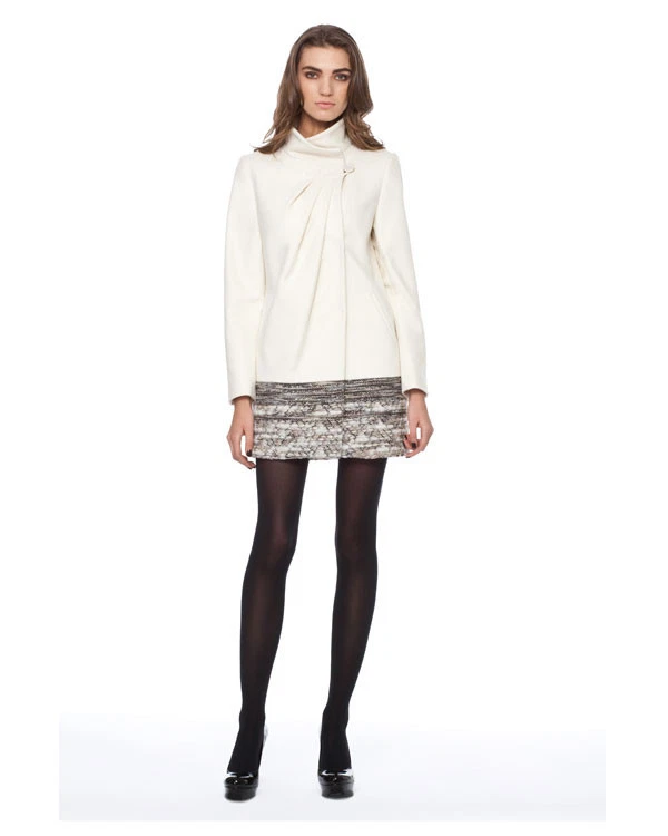 OFF WHITE Cappotto Badgley Mischka Victoria Top Button Swing Mandorla o Bianco sporco Nuovo con etichette Prezzo consigliato: $695