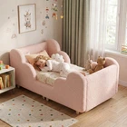 NAIZEA Toddler Bed, Child Bed Kids Teddy Fleece Fabric Standard Crib Toddler Bed