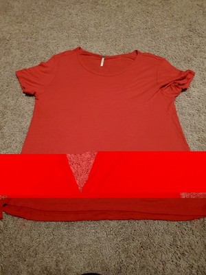 Young Fabulous And Broke Linen Blend Women's Red Short Sleeve Top Size Large