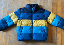 Tommy Hilfiger Colorblock Puffer Jacket Full Zip Insulated Logo Blue Yellow 4T