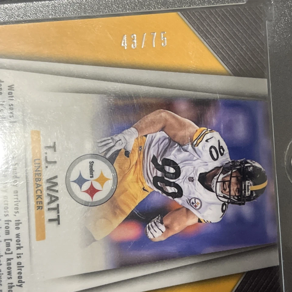 Tj Watt 2017 Prizm Purple Cracked Ice Sick Card /75 - Image 3 of 3