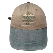 HeadShot Baseball Cap Beige Green One Size Wood Windows Inc Logo Slideback Hat