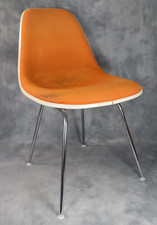 Vintage Eames Herman Miller DSX Padded Fibreglass Side Chair Orange Hopsak Fabri