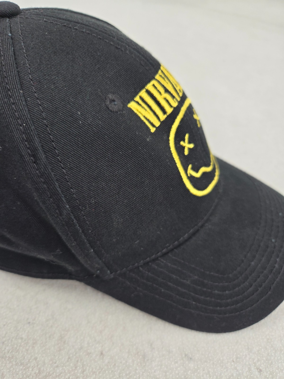 Nirvana Adjustable Hat Black Smiley Face Embroide… - image 12