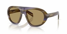 PRADA PR C05S 23G70G Stripped Laguna Green Olive Lens Sunglasses AUTHENTIC