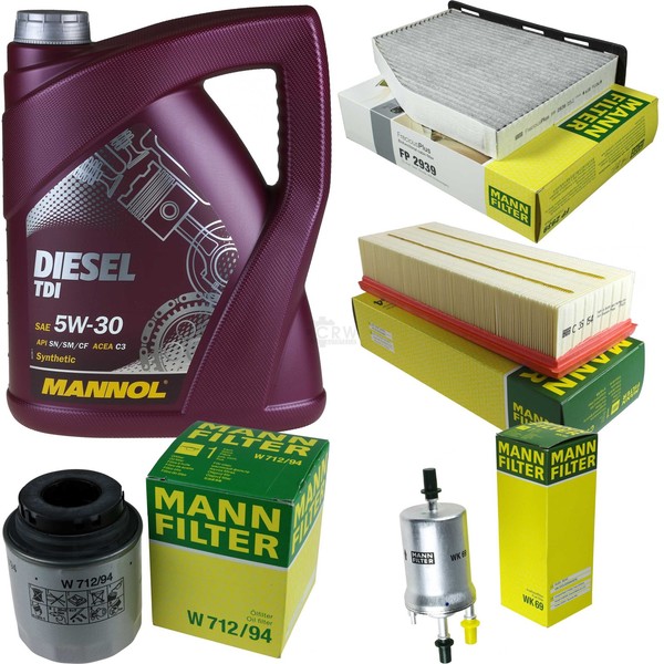 Mann Inspektionspaket 5L Mannol Diesel Tdi 5W-30 FüR Vw Touran 1.4 Tsi Golf Vi-image