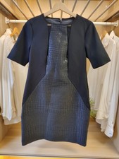 COAST DRESS UK 12 BLACK SHORT SLEEVE CROC MESH PANELS BODYCON PARTY SHORT ZIP