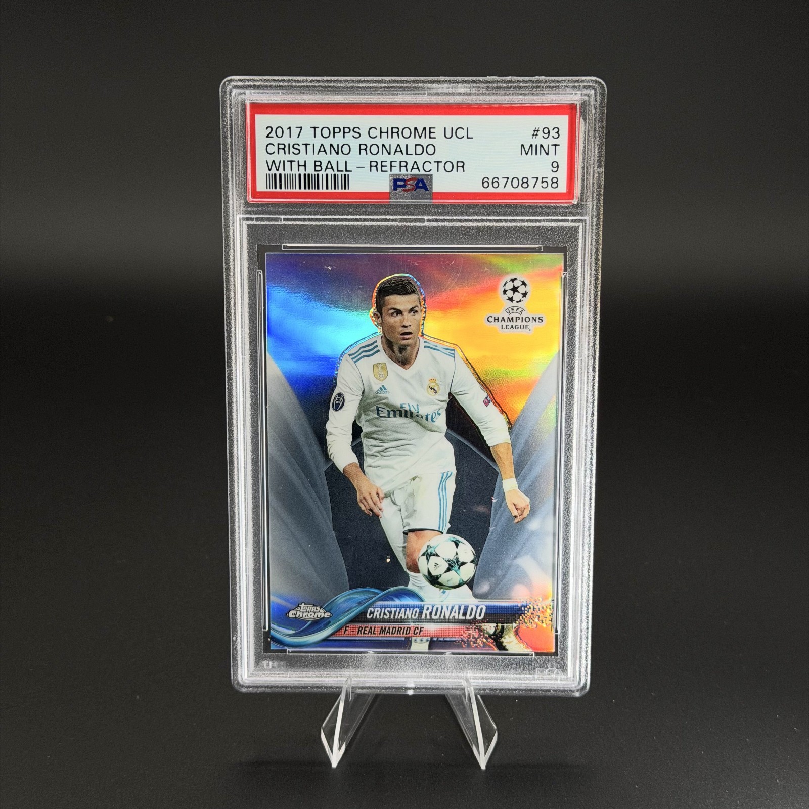 2017 Topps Chrome UCL Cristiano Ronaldo Refractor PSA 9 #93 Real Madrid