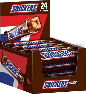 SNICKERS Milk Chocolate Snack Bar, 0.76 Oz, 24 Count Snacks Bulk
