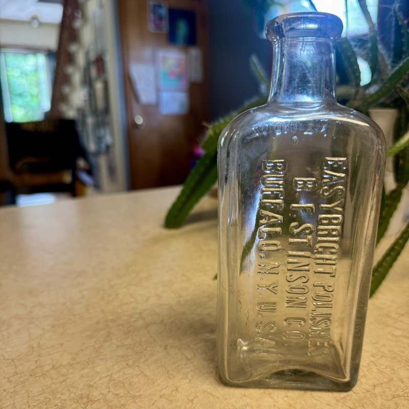 Vintage Easybright Polishes B.F. Stinson & Co. Buffalo N.Y. Clear Glass Bottle