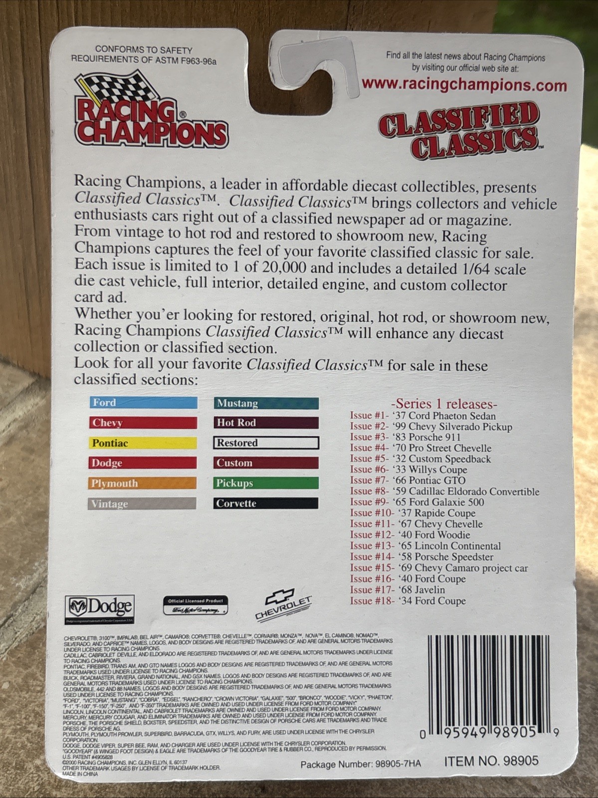 Racing Champions Classified Classics '39 Chevy Coupe Issue 19 NIP