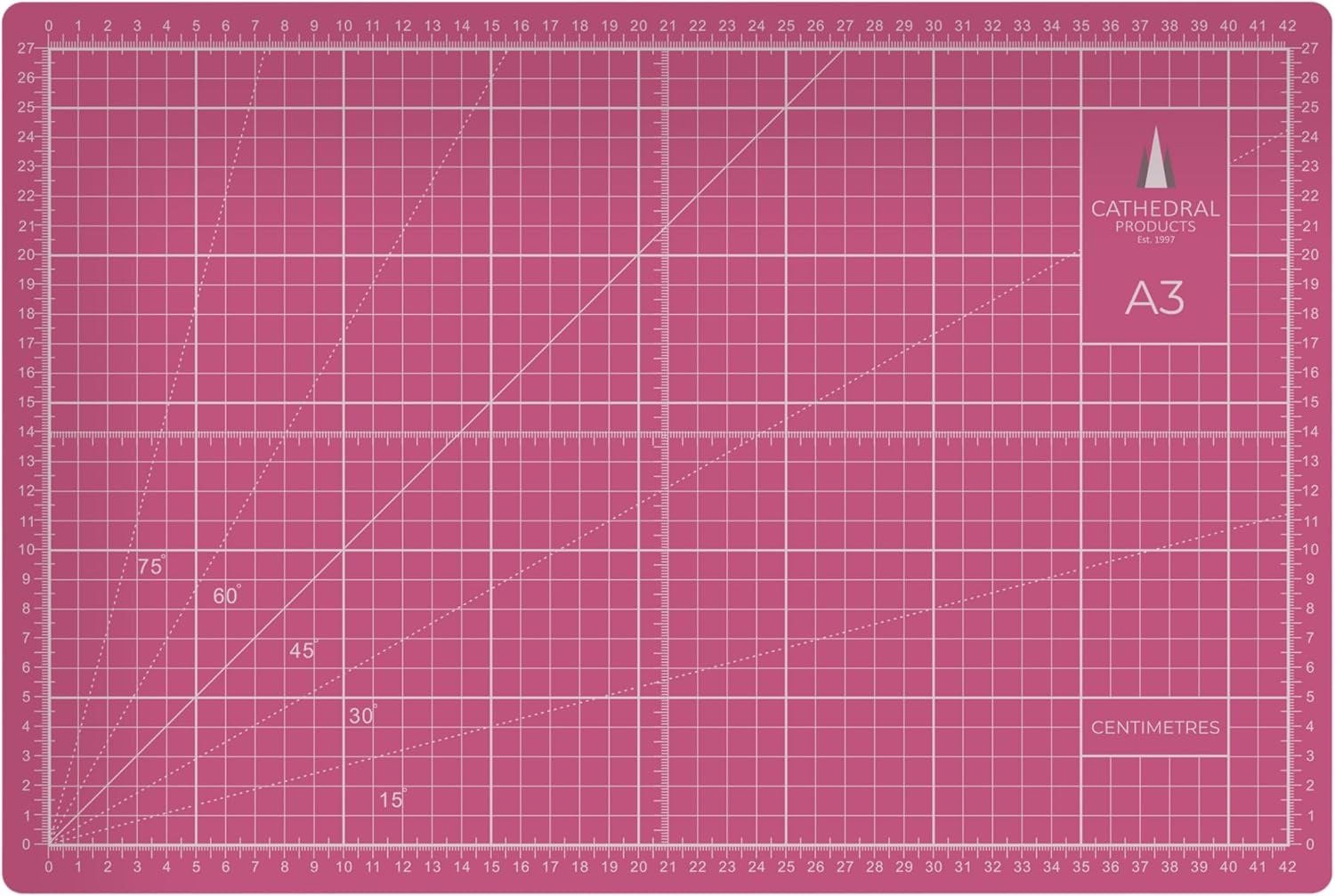 A3 Double-Sided Self-Healing Cutting Mat 3mm Thick Metric & Imperial Grid Pink - Image 3