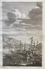 After Salvator Rosa 1615-1673 Etching, Verkruis, Petrucci 'Marina figures ships'