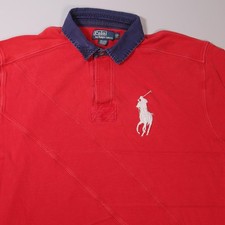 Polo Ralph Lauren Big Pony Rugby Shirt Red Heavy Knit Mens 2XB