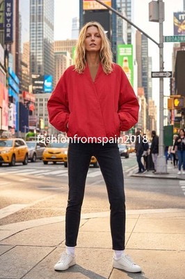 ZARA NEW WOMAN ZW COLLECTION BOMBER JACKET RED S,M,L 5247/049/600